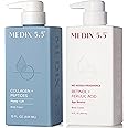 MEDIX Fragrance Free Firming Retinol Body Lotion + Collagen Peptides Cream 2pc Skin Care Set | Crepey Skin Treatment | Anti Aging Body Cream & Face Moisturizer For Crepe Skin, Cellulite, & Wrinkles