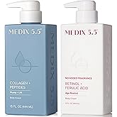 MEDIX Fragrance Free Firming Retinol Body Lotion + Collagen Peptides Cream 2pc Skincare Set | Crepey Skin Treatment | Anti Aging Body Cream & Face Moisturizer For Crepe Skin, Cellulite, & Wrinkles