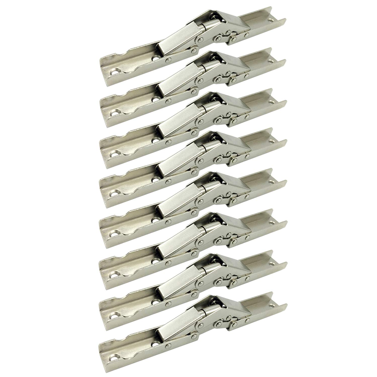 LIKERAINY Screw-on Sturdy Hinge with Spring, 90° Opening, Nickel Plated, Steel, Contemporary & Euro Style, Pack of 8