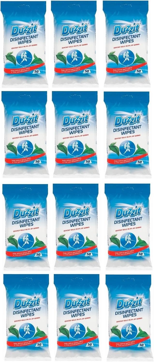 12 X Duzzit Pack Of 50 Disinfectant Wipes Kills 99 9 Of Germs Amazon Co Uk Health Personal Care