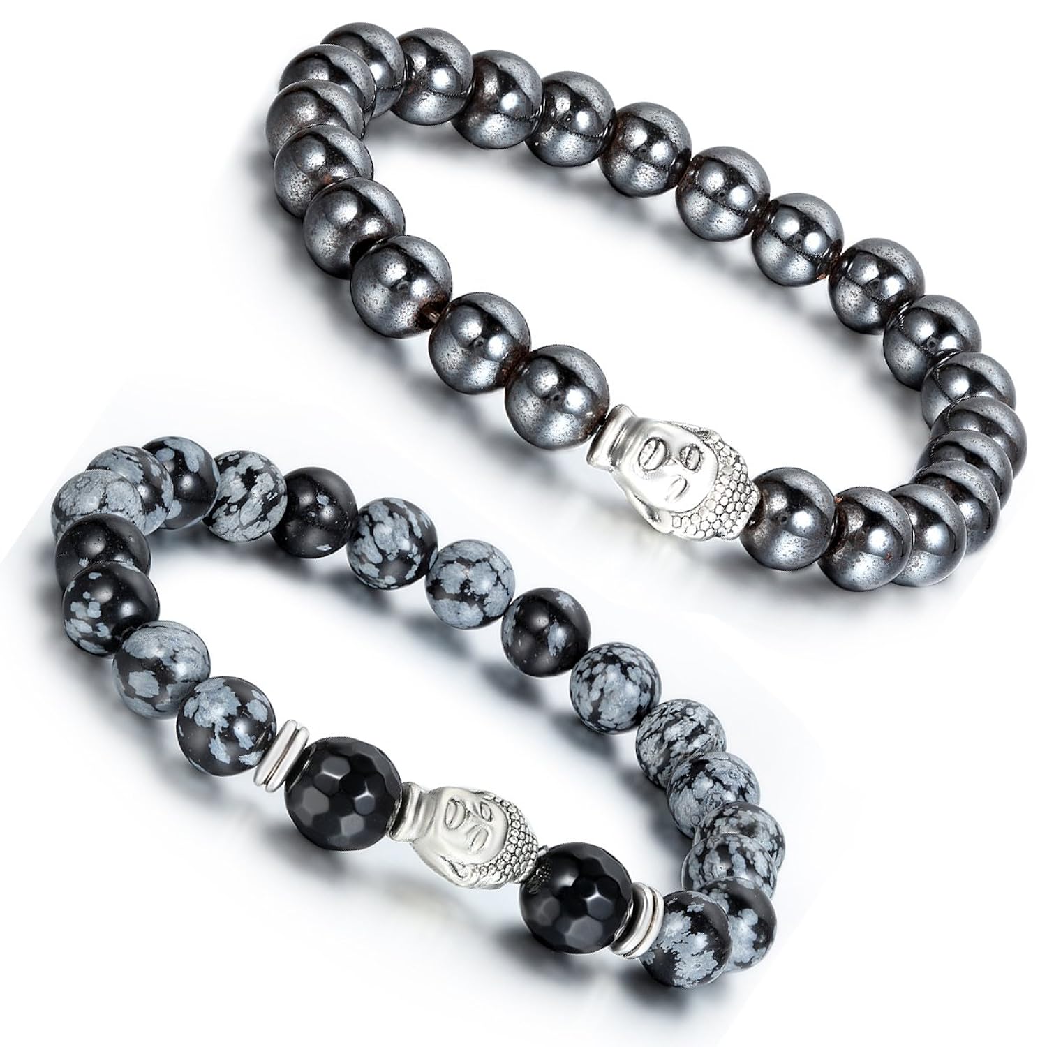 Aroncent Pulseras Budistas Piedra Imán con Cabeza de Buda Brazalete de Energía