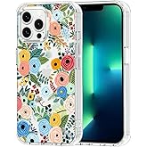 MOSNOVO Case for iPhone 13 Pro Max, [Buffertech 6.6ft Military-Grade Drop Protection] [Anti Peel Off Tech] Clear TPU Bumper Phone Case Cover Design - Pastel Floral Garden