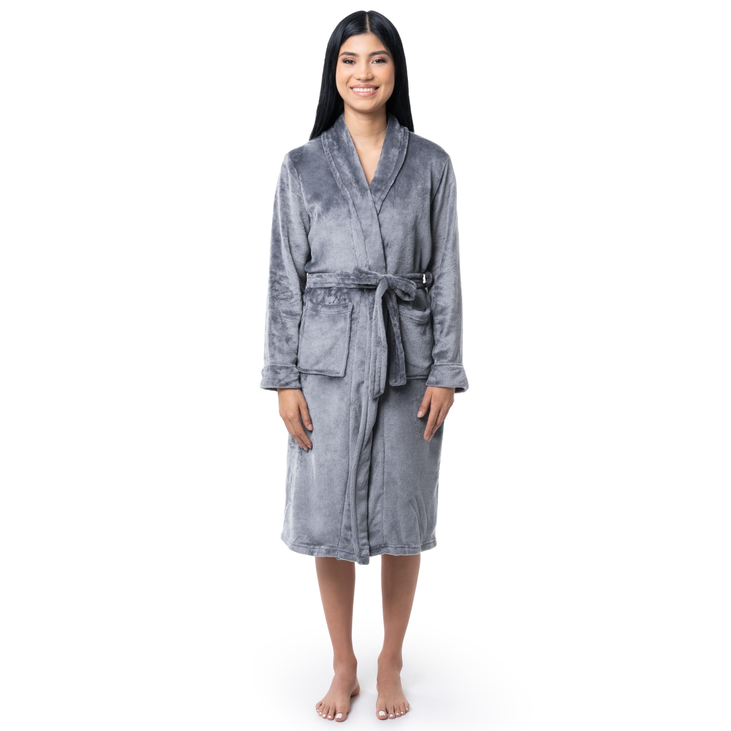 Photo 1 of Fruit of the Loom Women's Fleece Robe, Monument, 3X