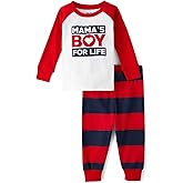 The Children's Place baby boys Button Long Sleeve Top and Pants Snug Fit 100% Cotton 2 Piece Pajama Set