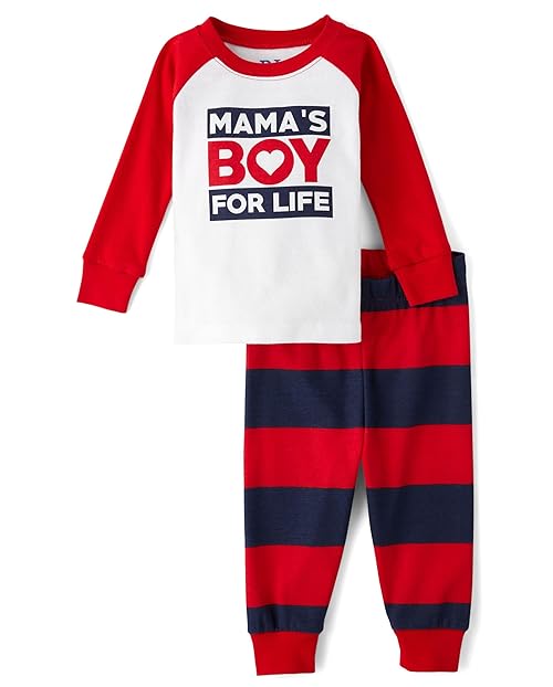 The Children's Place,Baby Boys,and Toddler Long Sleeve Top and Pants Snug Fit 100% Cotton 2 Piece Pajama Set,Mamas Boy,9 Months,12 Months