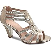 Olivia K Women's Open Toe Strappy Rhinestone Dress Sandal Low Heel Wedding Shoes White Glitter - adorable, comfortable