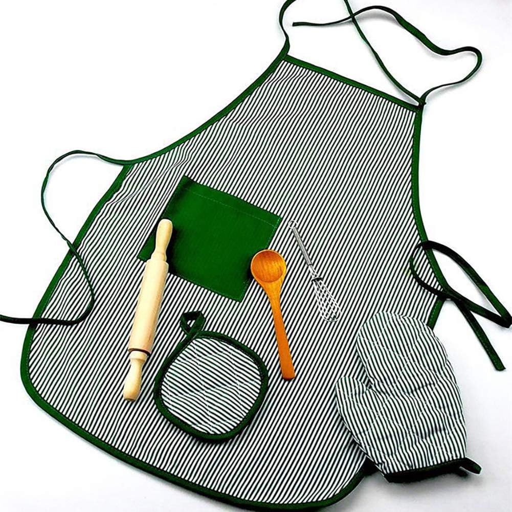 6pcs Kids Baking Set Kids Pretend Cooking and Baking Kit Kids Kitchen Bake Playset Educational Toy Baking Set for Kids Girls, Green