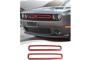 Hoolcar Front Grille Radiator Grille Insert Cover Grillwork Trim Compatible with Dodge Challenger 2015-2025+, Exterior Accessories, Red, 2pcs
