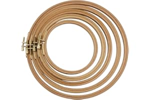 GUOFA 5 Pieces Embroidery Hoop Set, Beech Wood Cross Stitch Hoop Frames, 5 inch to 9 inch Hoops for Embroidery and Cross Stitch
