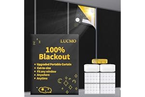 LUCMO Blackout Blinds 78" x 57", 100% Blackout Blind Curtain for Window, No Drill Portable Blackout Shades Film for Bedroom, Cut to Any Size, Nursery Black Out Blinds for Baby Travel Temporary