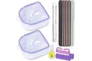 YGQQOY Nail Soaking Bowl, Acetone Proof Soak Off Bowl for Acrylic Nail Dip Powder Remover and Cuticle Remover, Manicure Set with Manicure Bowl Cuticle Oil and Nail File Buffe