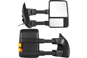 SIZIOM Towing Mirrors for 1999-2016 F250 F350 F450 F550 Ford Super Duty & 2000-2005 Ford Excursion Tow Mirrors with Turn Signal & Running Light Heated Power Glass (Smoke Lens)