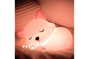 YuanDian Fox Night Light for Girls, Squishy Fox Silicone Lamp Novelty Gifts, Rechargeable Dimmable Timer Bedside Touch Nightlight for Breastfeeding Toddler Baby Kids