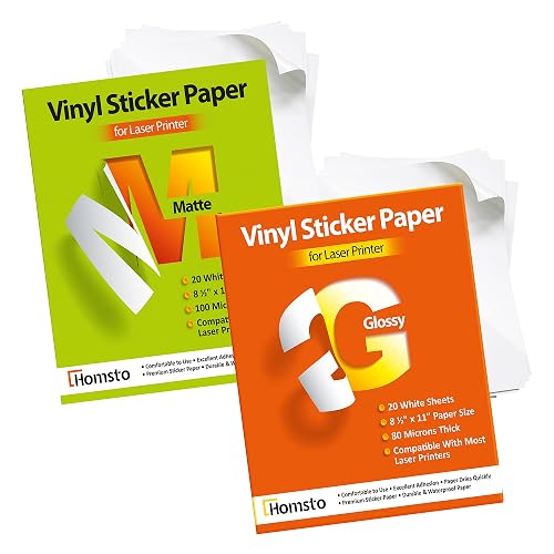 Thick Sticker Paper Printable Vinyl Sticker Paper for Laser Printer - Waterproof Sticker ...