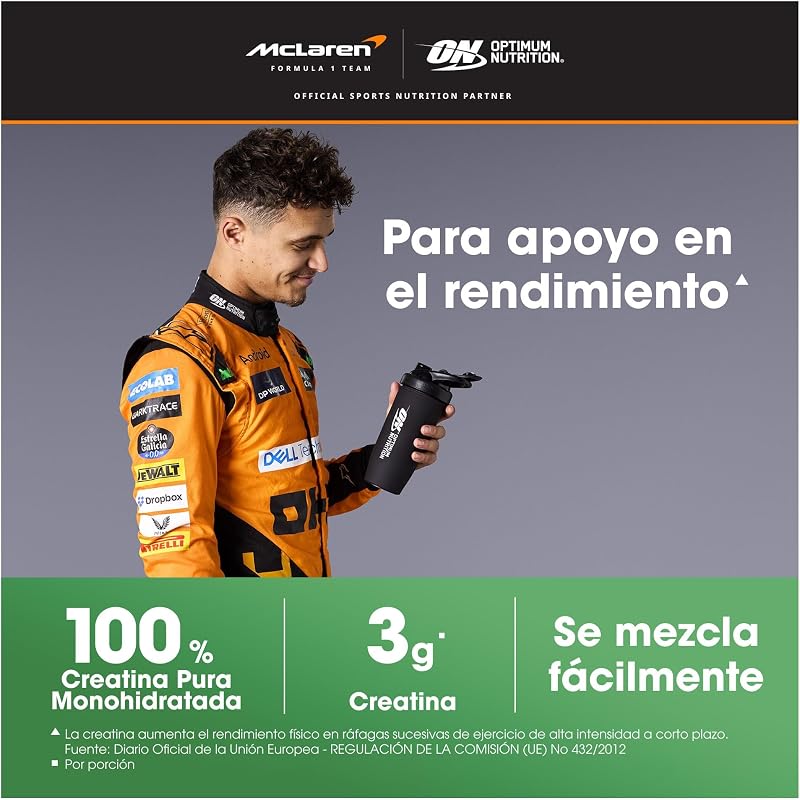Pó de creatina micronizada optimum nutrition, pó de monohidrato de creatina 100% pura para desempenho e força muscular, shake de proteína sem sabor, 186 porções, 634 g