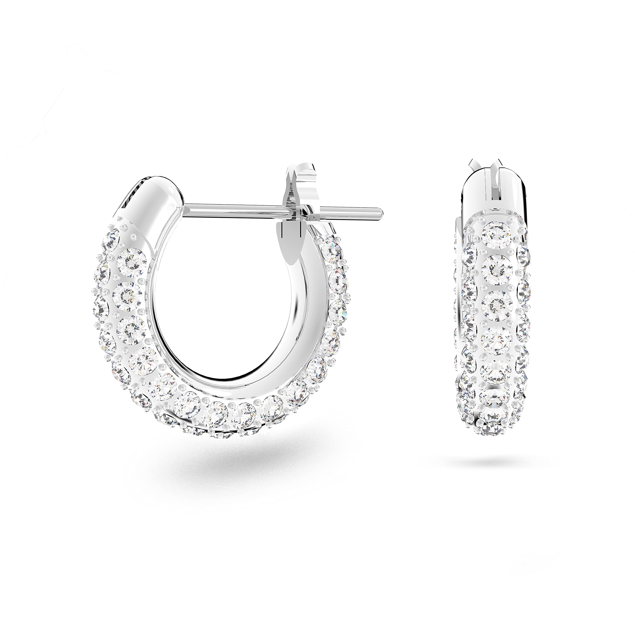 Swarovski Women's Stone Hoop Pierced Earrings, Set of Brilliant White Swarovski Crystal Hoop Earrings with Rhodium Plating