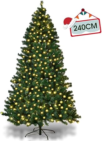 Albero Di Natale Con Luci Led Incorporate.Goplus Albero Di Natale Verde Automatico Con Luci Led Pvc Supporto In Metallo 210 240cm Luci Bianco Caldo 225 Amazon It Casa E Cucina