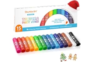 SHUTTLE ART Tempera Paint Sticks, 15 Colors Solid Tempera Paint for Kids, Super Quick-drying, Washable, Works Great on Paper Wood Glass Ceramic Canvas