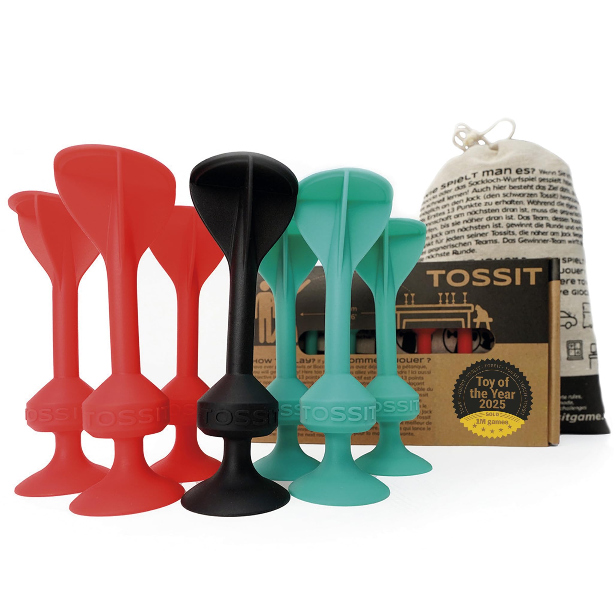TOSSIT Suction Cup Darts, Toss Game Perfect Family and Party, Silicone Throwing Game for Backyard, Indoor and Outdoor Fun, Starter Pack, Red Cyan — image 1