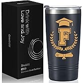 Onebttl Graduation Gifts 2026 - Graduation Stainless Steel Tumbler with Initial, Funny Initial Tumbler as Graduation Party Supplies, Graduation Decorations, Back to School for Her and Him - F