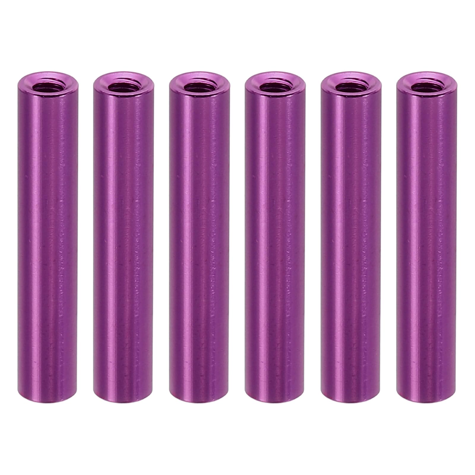 PATIKIL 6pcs M3 Metal Threaded Standoff Spacer Nuts, Round Aluminum Spacers Female Coupling Screws, 1/8" ID x 3/16" OD, Purple 3x5x28mm