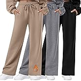 Oakgarden 3 Pack Womens Fleece Lined Sweatpants Straight Leg Thermal Baggy Lounge Pants Elastic Waist Joggers with Pockets