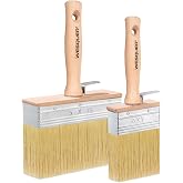 Wesquer Limewash Paint Brush Set 2 Pack Deck Stain Brush | Detachable handle synthetic bristles for deck fence furniture interior exterior staining projects