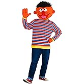 Men's Sesame Street Ernie Mascot Costume | Adult Muppet Character Outfit Shirt, Head and Gloves for Halloween