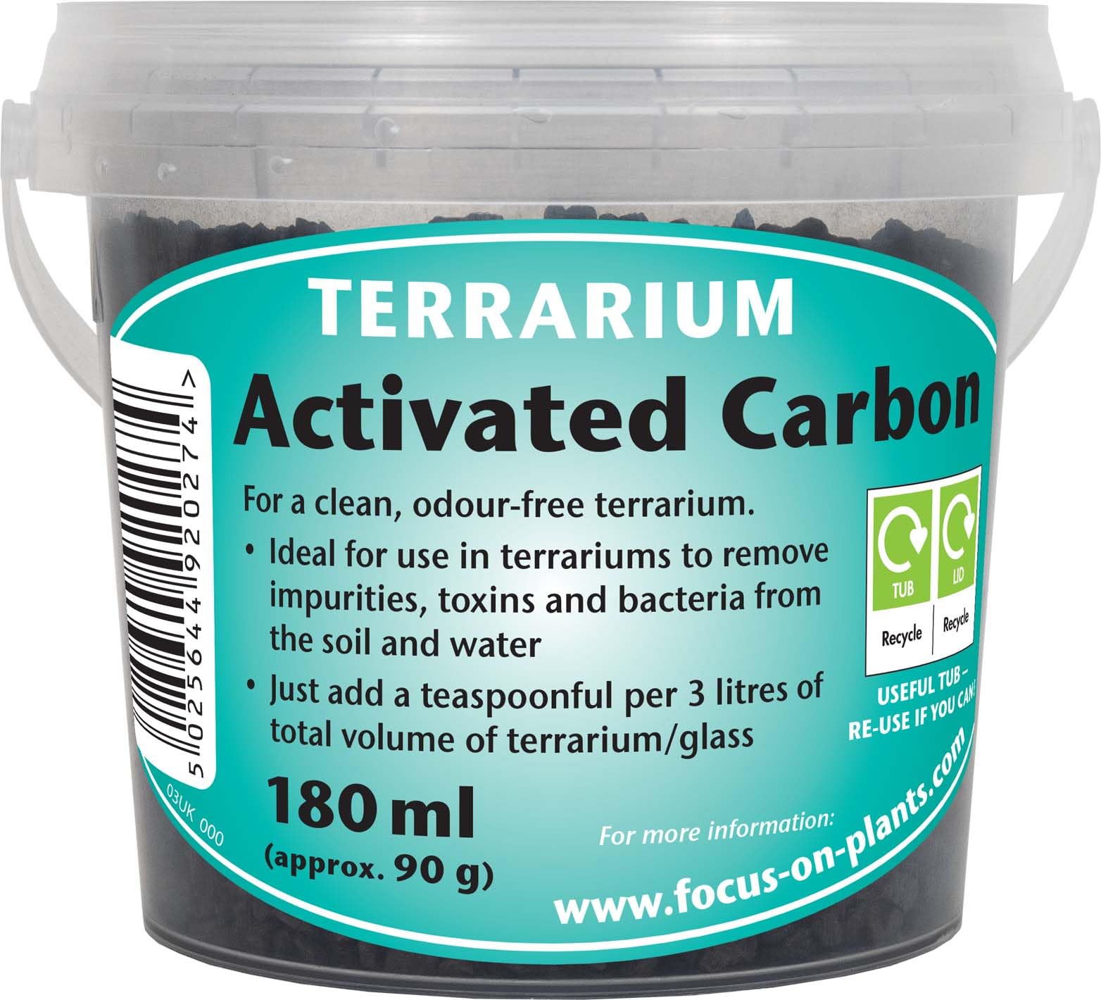 Growth Technology Ltd MDTAC180 Terrarium Activated Carbon (Charcoal) 180ML Tub