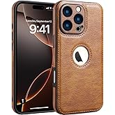 SOUTEM PU Leather Case for iPhone 16 Pro,Full Camera Lens Protection Cover,PU Leather Slim Luxury Business Non-Slip Grip Rugged Shockproof Full Body Protective Case for iPhone 16 Pro(Brown)