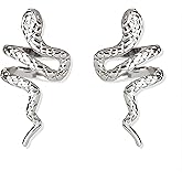 PUBBCIA 2 Pcs Snake Ear Cuff For Women Men Punk Gold Silver Snake Ear Cuff Non Animal Snake Copper Clip on Earrings For Teen Girls