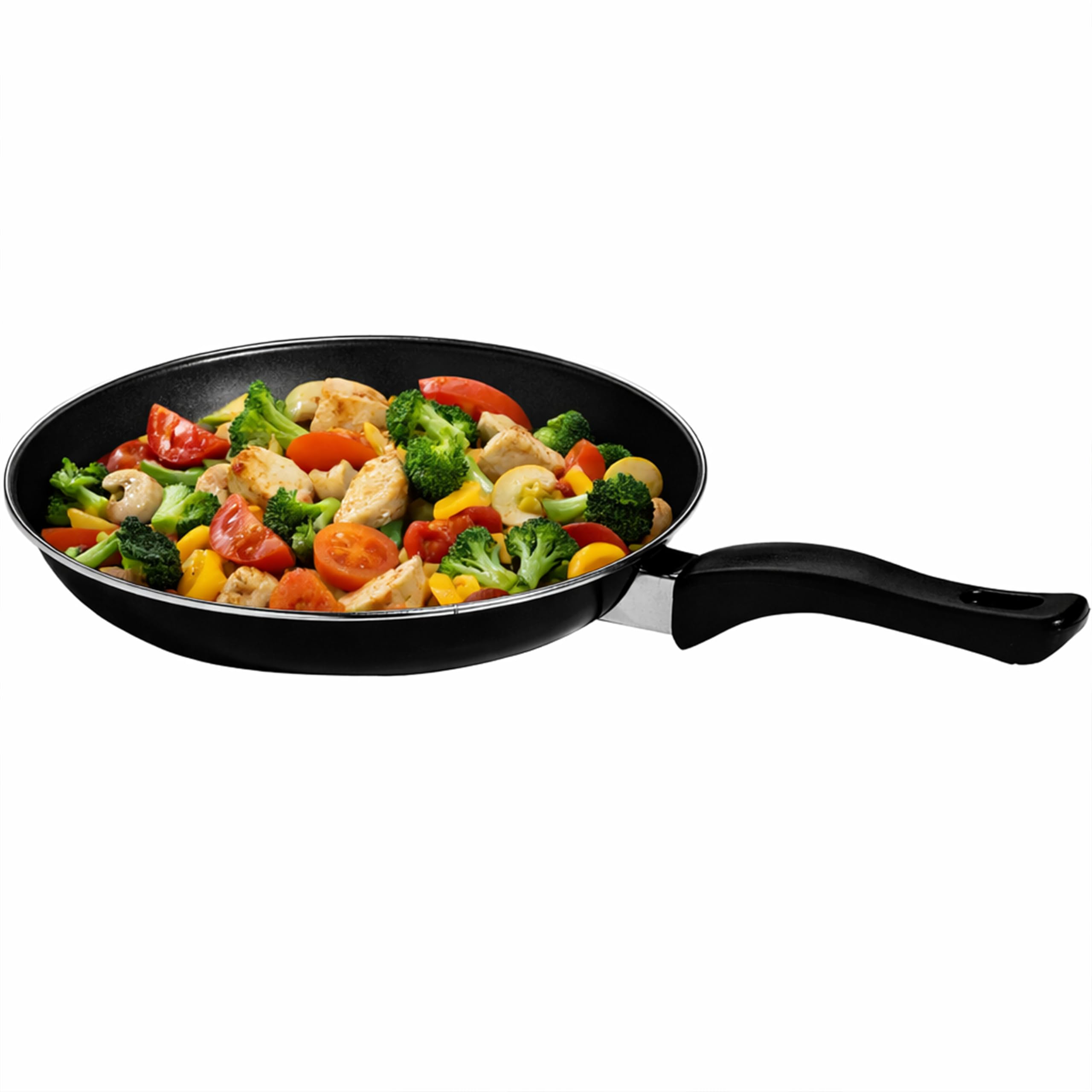 Premier Housewares 24cm Black Frying Pan | Durable Carbon Steel Non-Stick Skillet with Heat-Resistant Bakelite Handle | Ideal for Everyday Cooking and Easy Cleaning