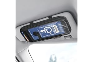 Rhino Valley Handicap Placard Holder with Organizer Pockets for Auto, Disabled Parking Permit Sign Protector for Car Sun Visor, PVC Protective Handicap Parking Sign Cover with Pen Holder&Elastic Strap