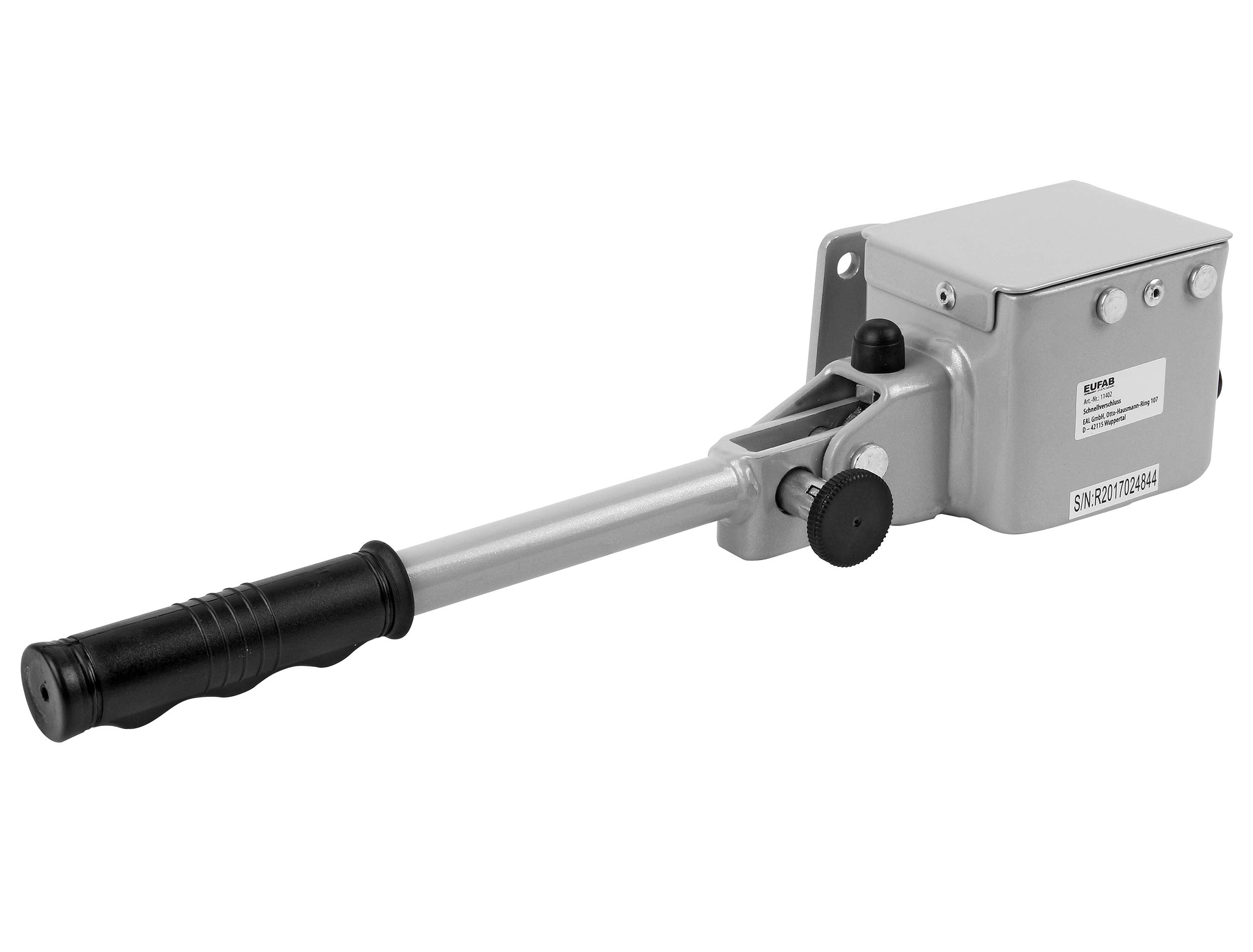 EUFAB 11402 Schnellverschluss für Fahrradträger, abschließbar, zum Nachrüsten, kompatiblemit carlo, Schwarz, Silber