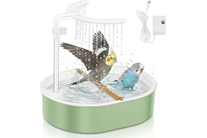 Parrot Bath, Bird Shower Fountain Indoor Bathtub with Running Water, USB Electric, Automatic Parrot Bathtub with Pump for Coc