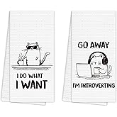 EGBTL Funny Black Cat Kitchen Towels Set of 2, Cat Lover Gifts for Women Funny Hand Towels for Kitchen Decor, Gifts for CatLovers for Women, I Do What I Want Dishcloths Dish Towel 16X24 Inches