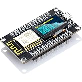 NodeMCU ESP8266 Development Board with 0.96 Inch OLED Display, CH340 Driver, ESP-12E WiFi Wireless Module, and Micro USB Works Great for Arduino IDE/Micropython Programming (Pin Header Soldered)