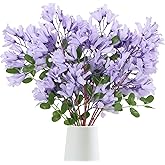 IPOPU 4Pcs Faux Light Purple Artificial Delphiniums, 24.8 Inch Long Stem Artificial Jacaranda Flowers for Tall Vases, Fake Delphiniums for Artificial Flower Arrangements, Home Party Decorations