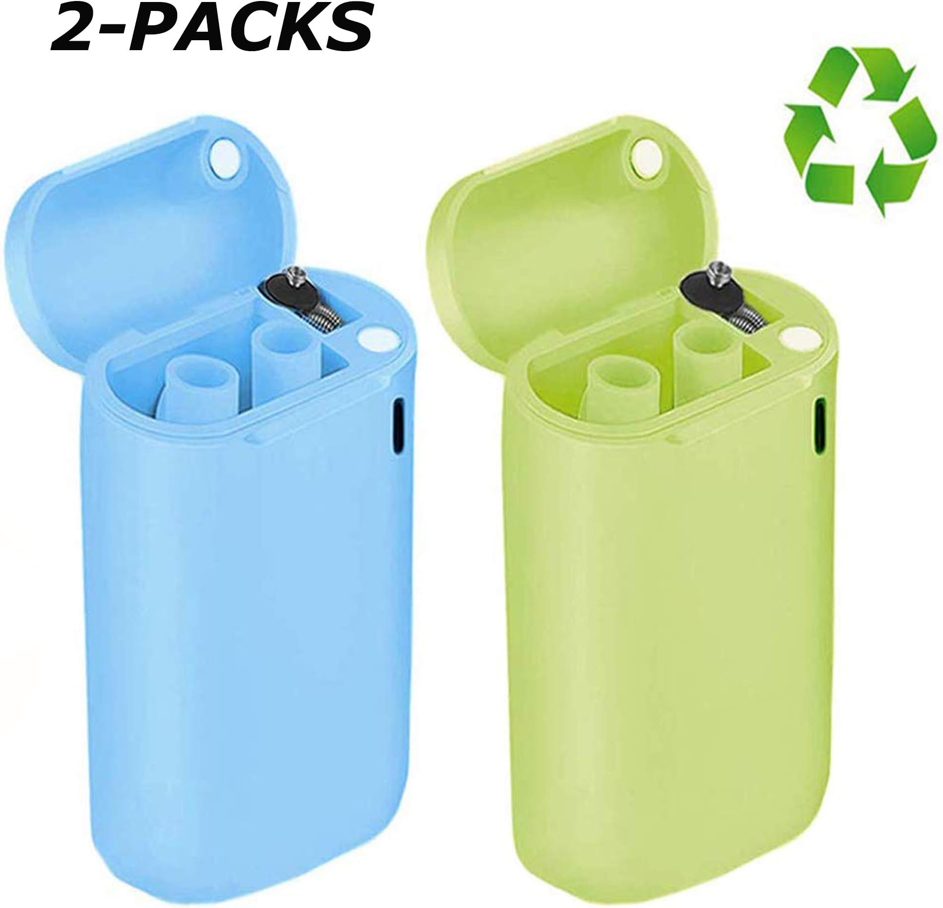Food-Grade Portable Straw, Reusable Metal Straws, Save the Turtles straw, Stainless Steel Drinking Straws,Folding Drinking Straws with Hard Case for Party Travel Outdoor 2 Pack (Blue&Green)
