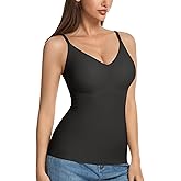 Vinfact V-Neck Lace Seamless Camisoles Tank Tops with Built in Bra for Women Summer Workout Going Out Tankini Camis