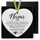 Fewgb Nana Gifts Ceramic Christmas Ornaments, Nana Definition Memorial Family Thank You Gifts for Birthday Holiday, Grandma Grandmother Hanging Ornaments for Christmas Tree Car Decorations Decor