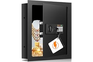 TISKGG 17.72" Tall Wall Safe Between Stud, Fireproof Wall Safes Between The Studs, Heavy Duty In Wall Safe Between Studs Fireproof with Hidden Compartment, Security Home Wall Safes for Firearms Money Jewelry