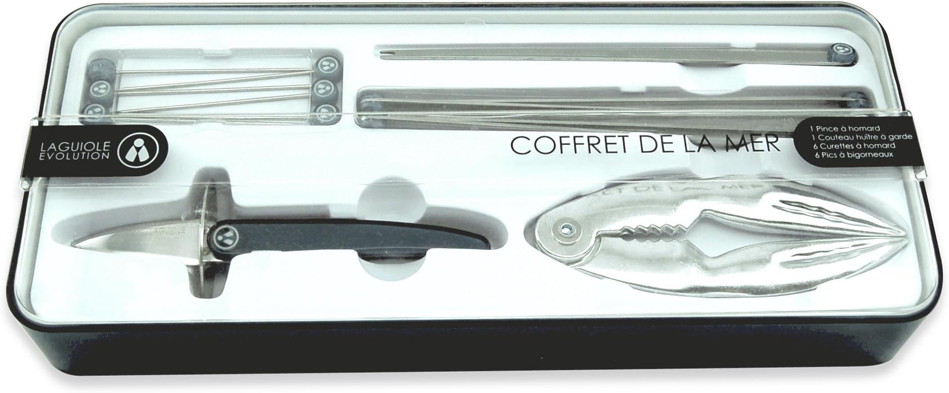 Laguiole Evolution Stainless Steel Laguiole Acidule Seafood, Set of 14, Blue
