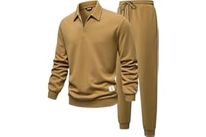 JMIERR Men's Track Suits 2 Piece Outfits Quarter Zipper Polo Shirt Tracksuit & Joggers Sweatpants Sweatsuit Sets