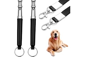 HRYYDS 2 Pack Dog Whistle, Dog Whistle to Stop Barking Neighbors Dog, Adjustable Ultrasonic Silent Dog Whistle, Professional Recall Dog Training Whistles, with Lanyard (Black and White)