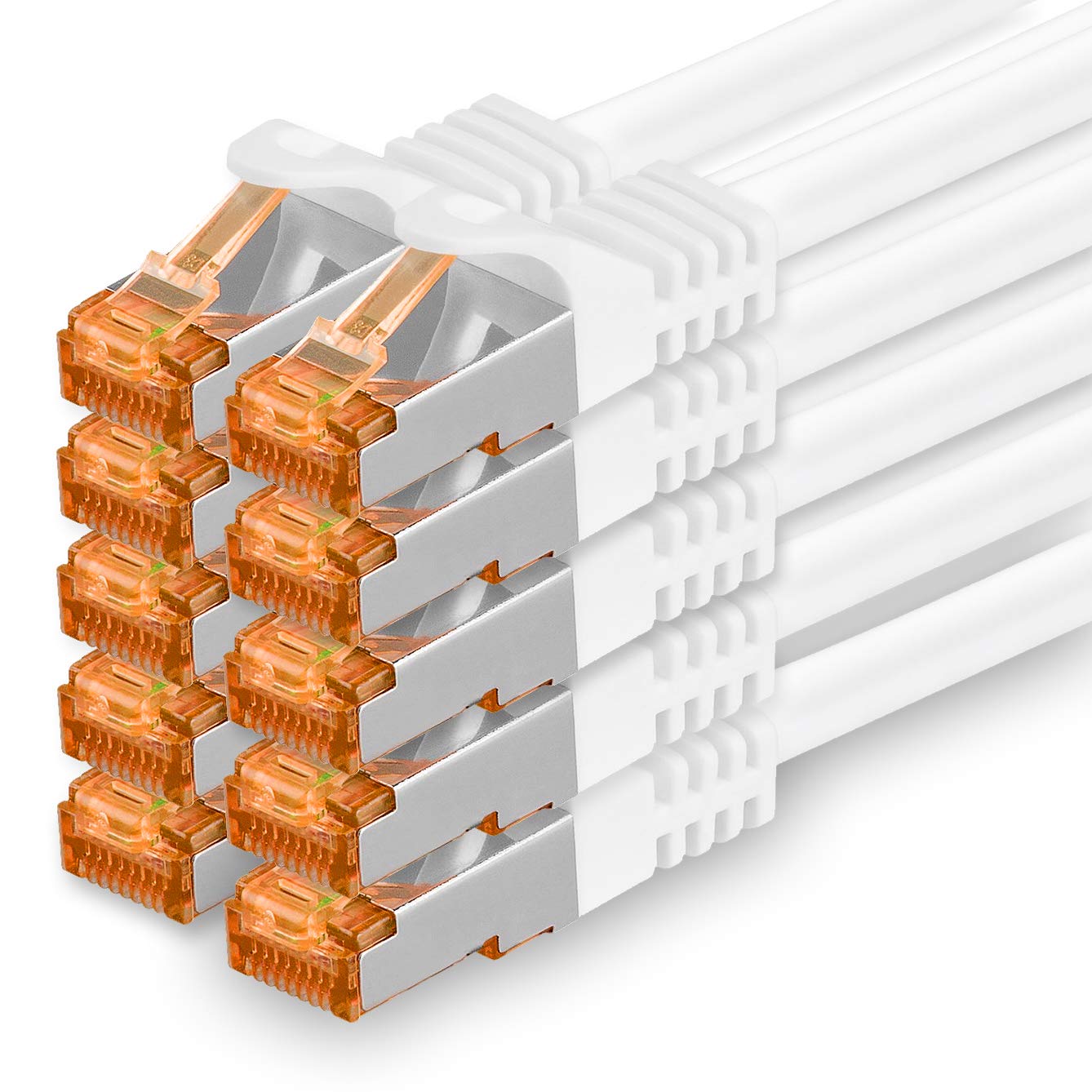 1aTTack.de 689906 Cat7-10x 1.5m - Network Cable Cat 7 Ethernet LAN 10 Gb/s PIMF LSZH White