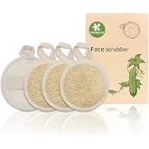 Natural Loofah Face Scrubber (4Pack),Exfoliating Facial Scrub Pads Made from Organic Luffa for Women and Men