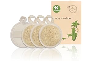 YOTDHUO Natural Loofah Face Scrubber (4Pack),Exfoliating Facial Scrub Pads Made from Organic Luffa for Women and Men