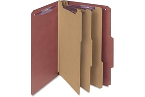 Smead Classification Folder, Legal, 2/5 Right of Center, 3 Dividers, Red, 10 Per Box (19092)