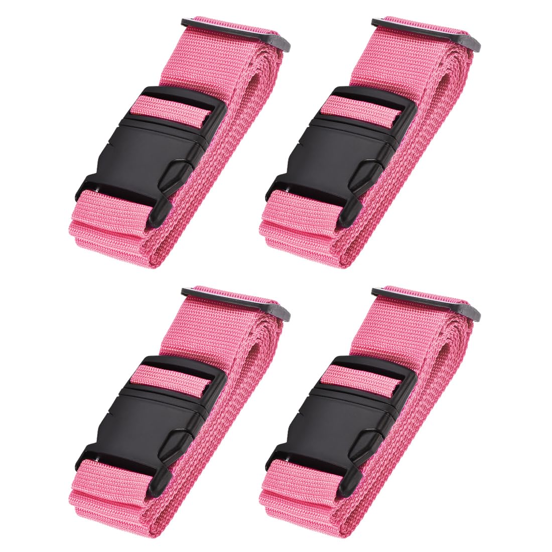 sourcing map Luggage Straps Suitcase Belts with Buckle Label, 2Mx5cm Adjustable PP Travel Bag Packing Accessories, Pink 4Pcs